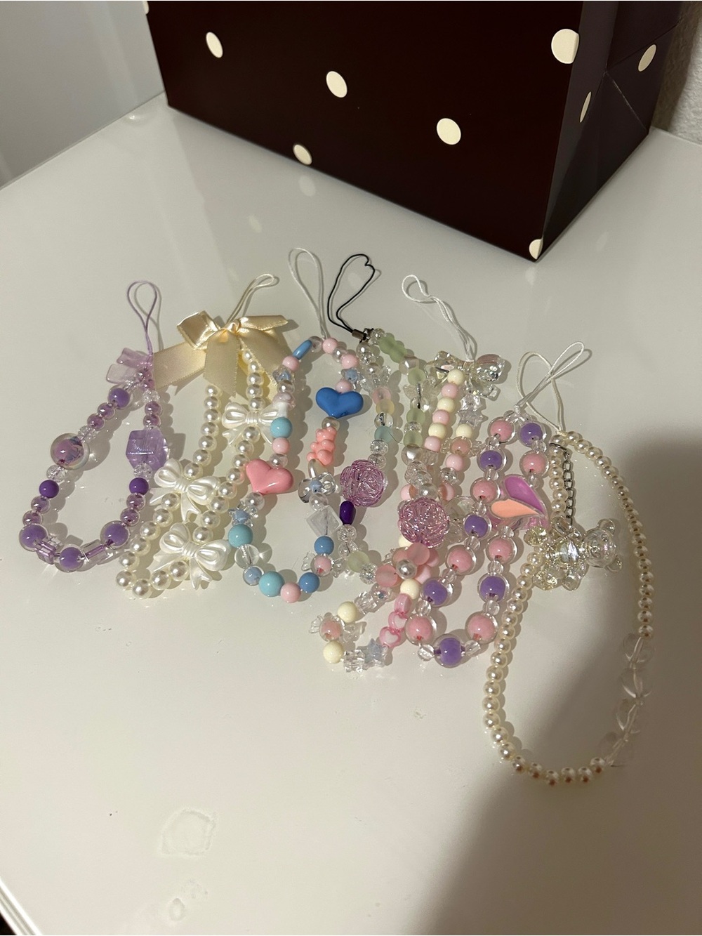 7 Handmade Beaded Charm Phone Charms